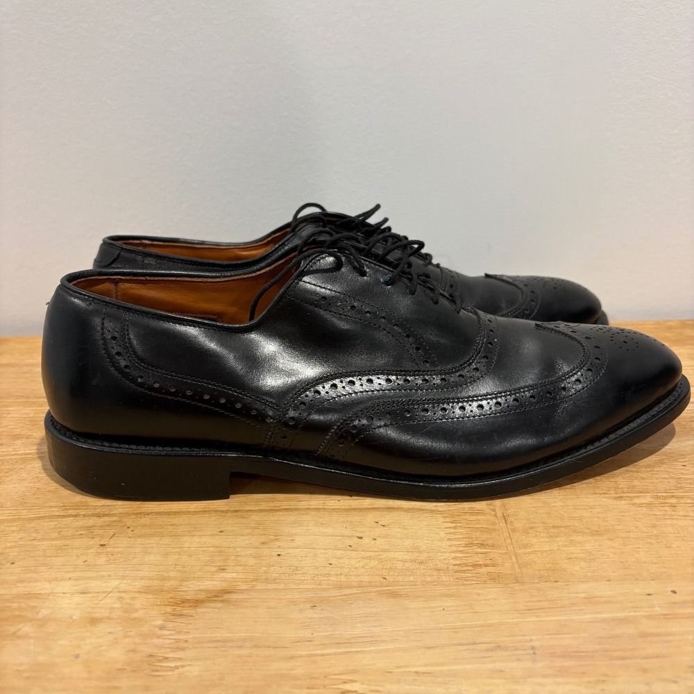 Allen Edmonds Chester Wingtip Oxford Mens Black size 11 B Leather Brogue Shoes - Picture 3 of 7